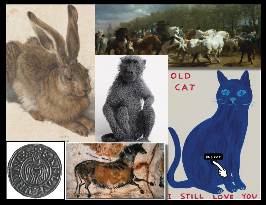montage of animals depicted in art throughout the ages